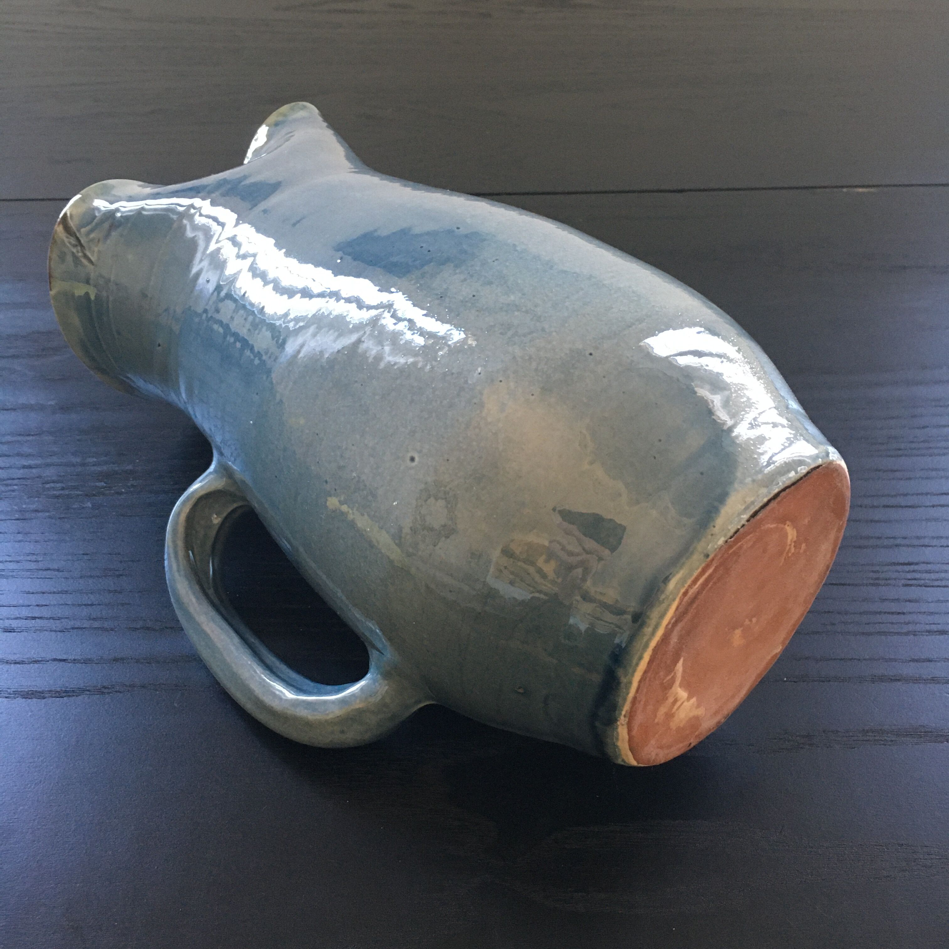 Pitcher gray blue flamed