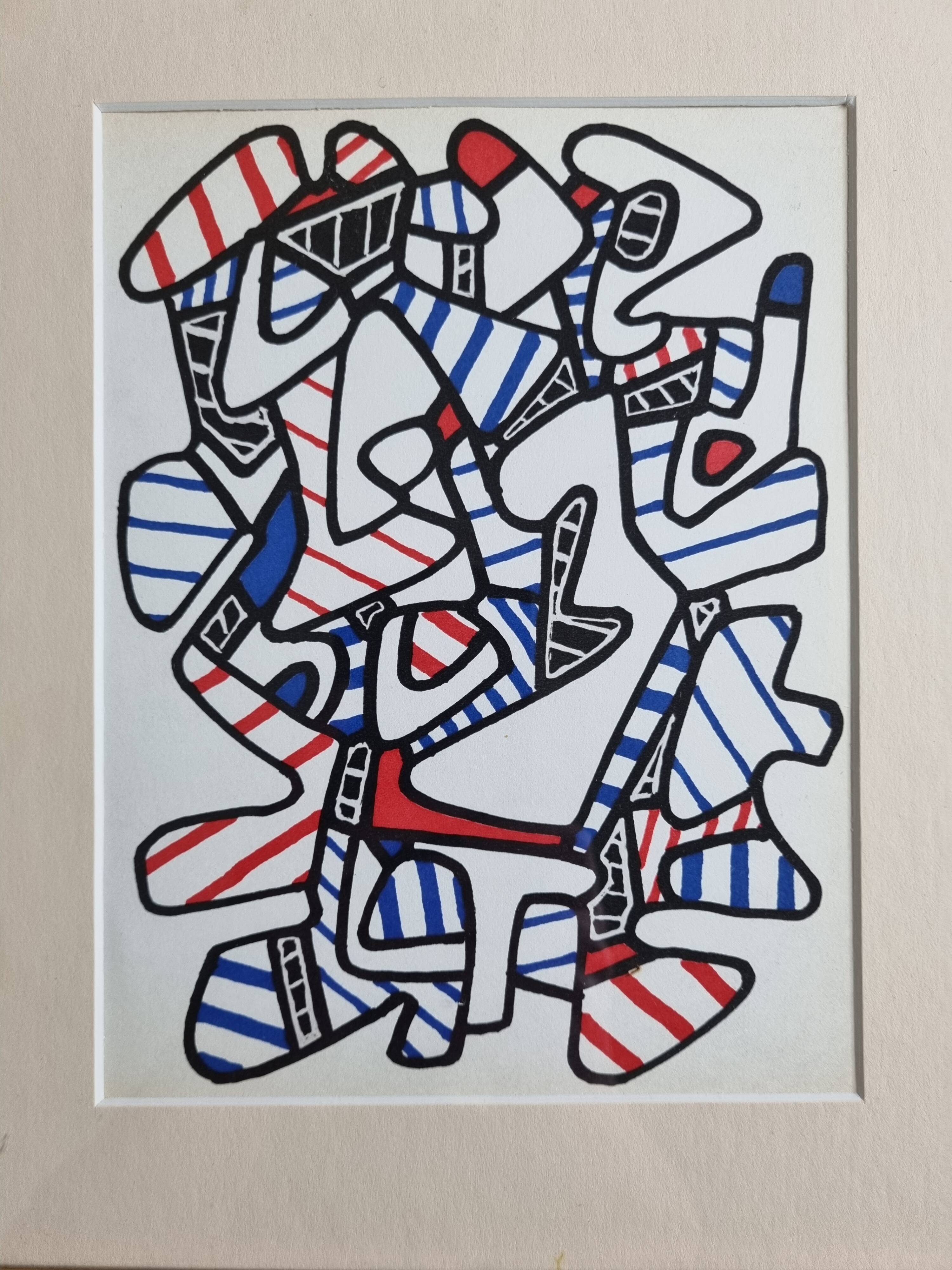 Screenprint after Jean Dubuffet framed under glass 25 cm by 31 cm