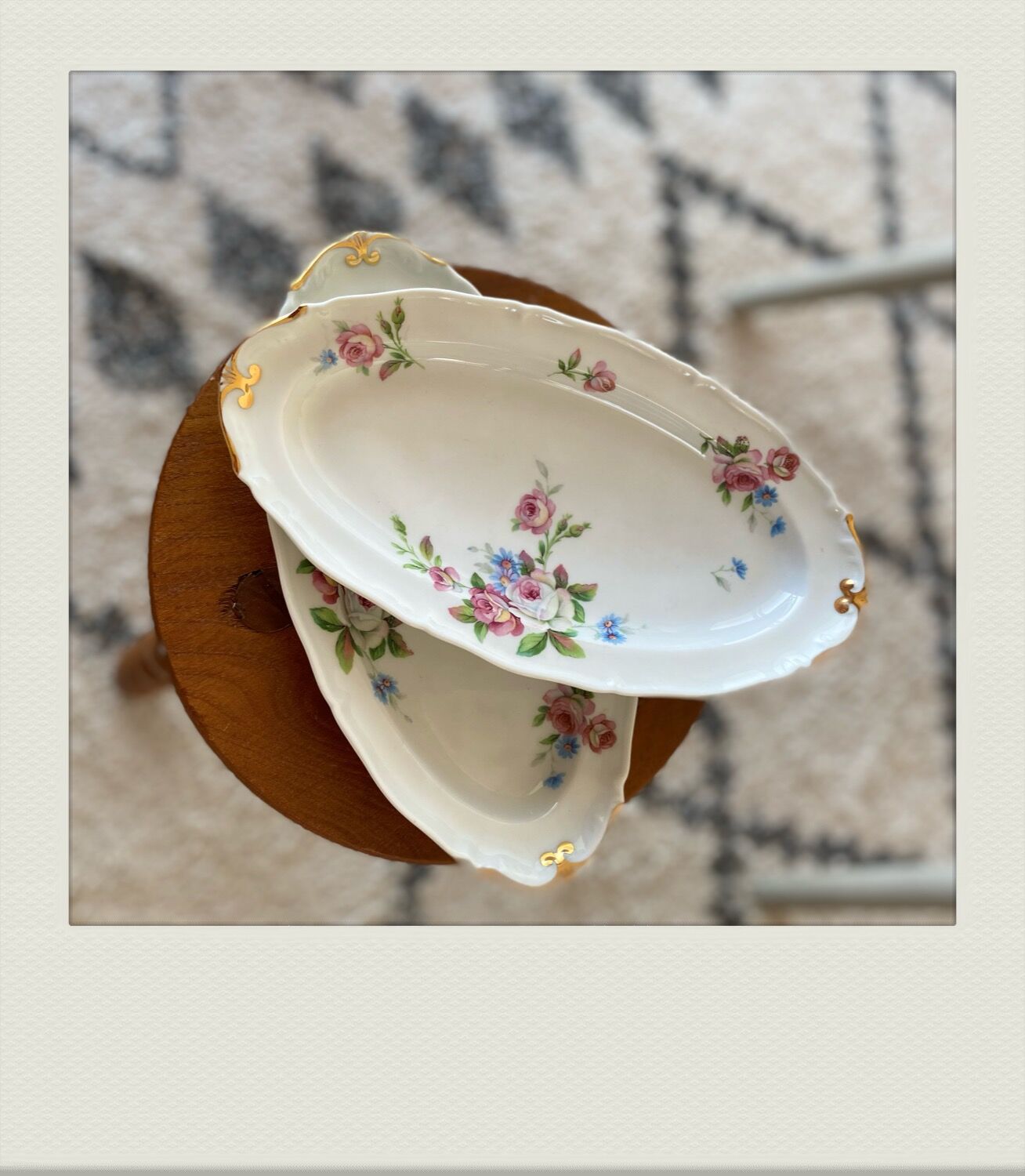 Lot of 2 limoges porcelain flowered ravines