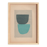 Abstract painting on old paper illustration B68 signed Eawy