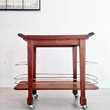 Art Deco wooden and brass serving trolley - small model