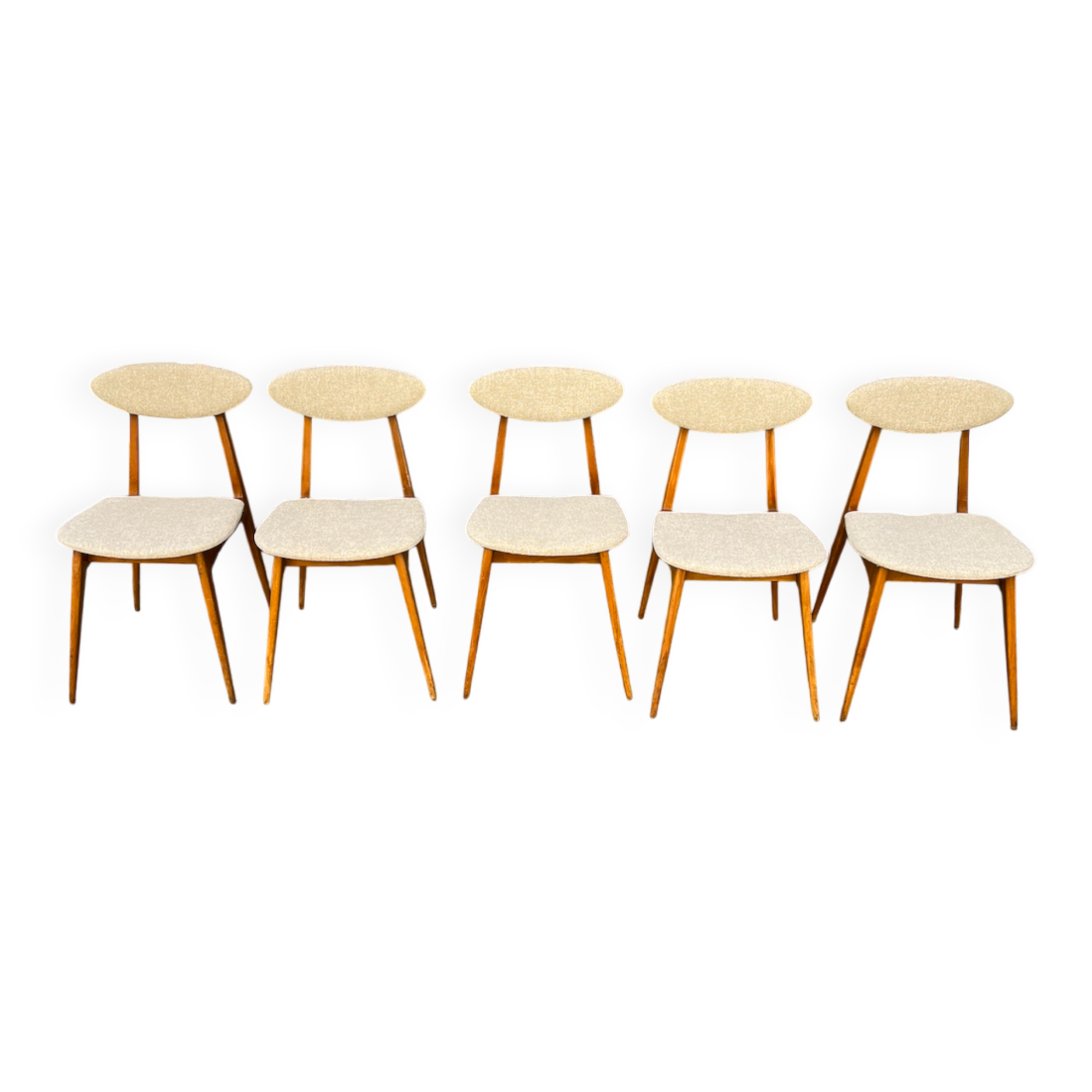 (Lot) Suite de 5 Chaises Pied Compas Restaurées