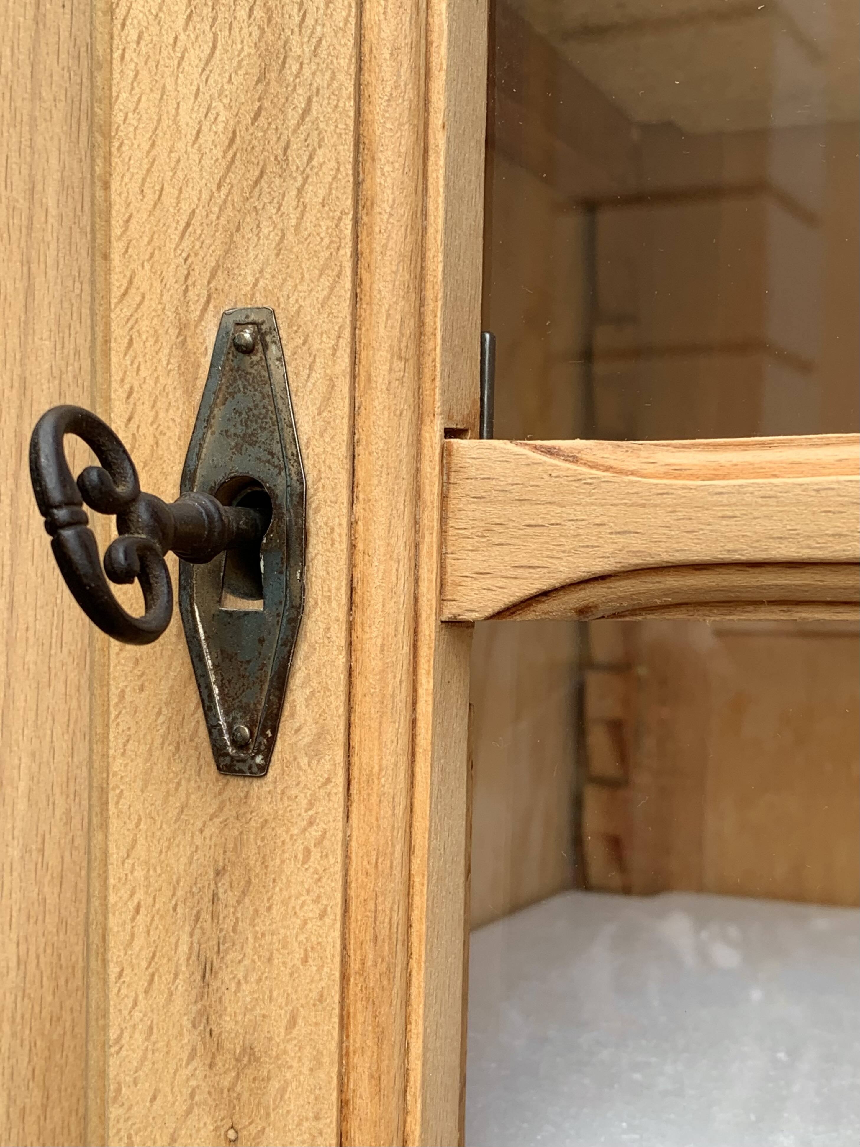 Parisian glass cabinet, raw wood, 1960s