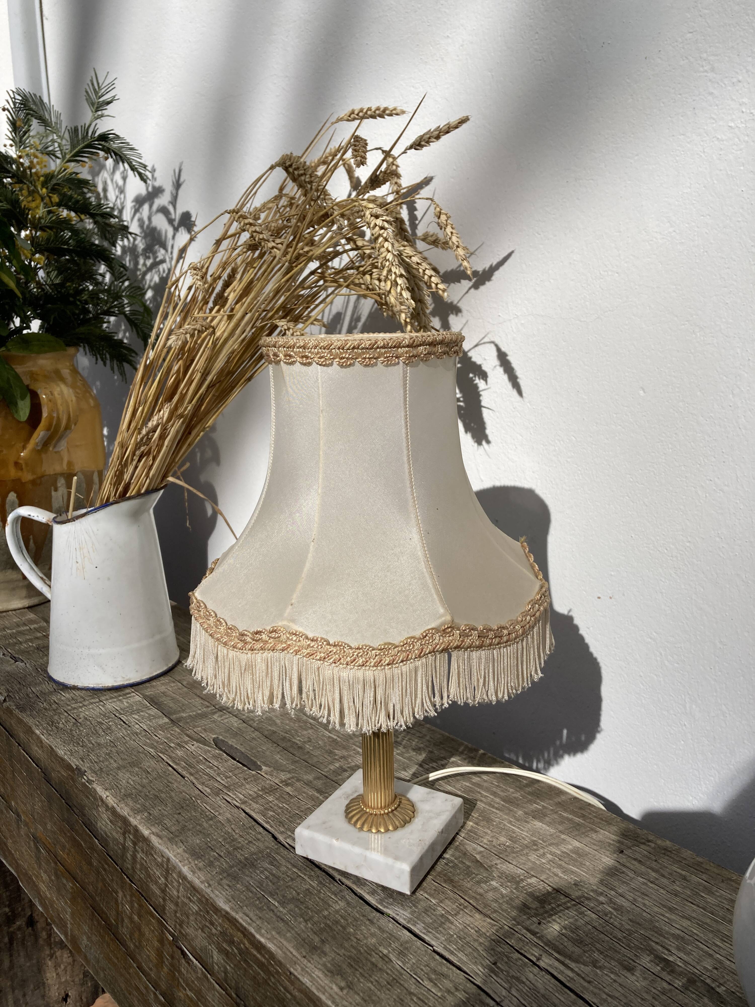Marble table lamp and antique golden column