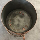 Cauldron with tinned copper pot handle and support 3 feet - 25.5 cm