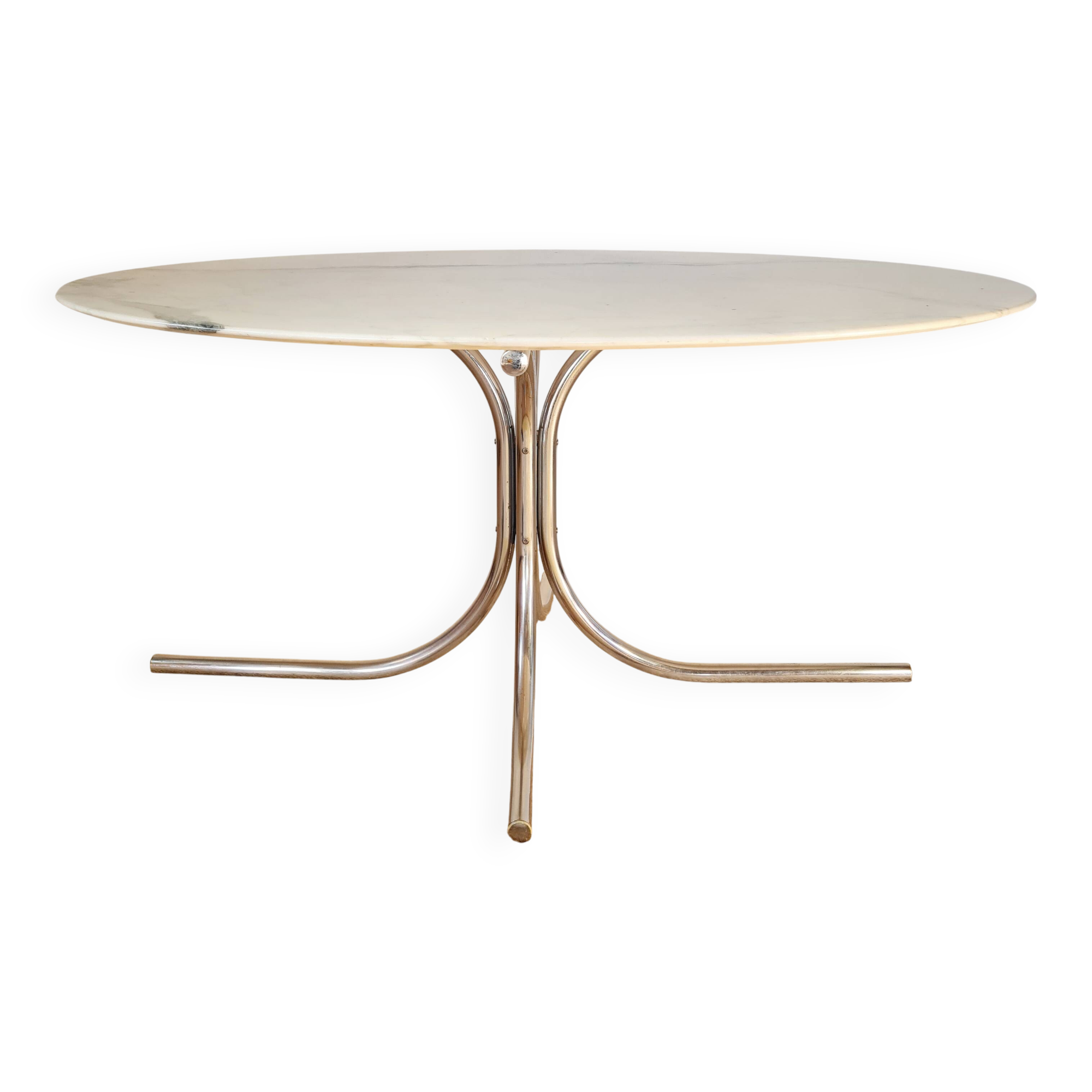 Oval marble and chrome table by Roche Bobois from the 1970s.