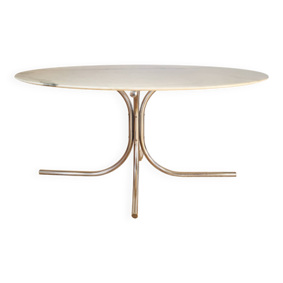 Table ovale marbre et chrome Roche Bobois années 70