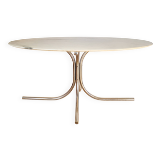 Oval marble and chrome table by Roche Bobois from the 1970s.
