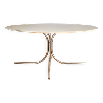Oval marble and chrome table Roche Bobois 1970s