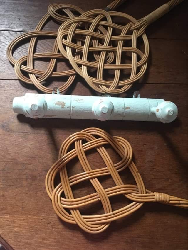 Coat rack bamboo patinated celadon green