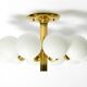 Beautiful 1960s Space Age brass ceiling lamp with 10 glass balls by Kaiser
