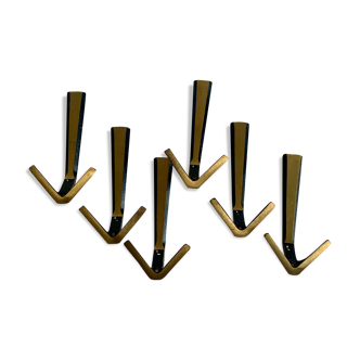 Brass wall hooks from Herta Baller, set of 6