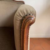 Fauteuil Art Deco en velours taupe 1920/30