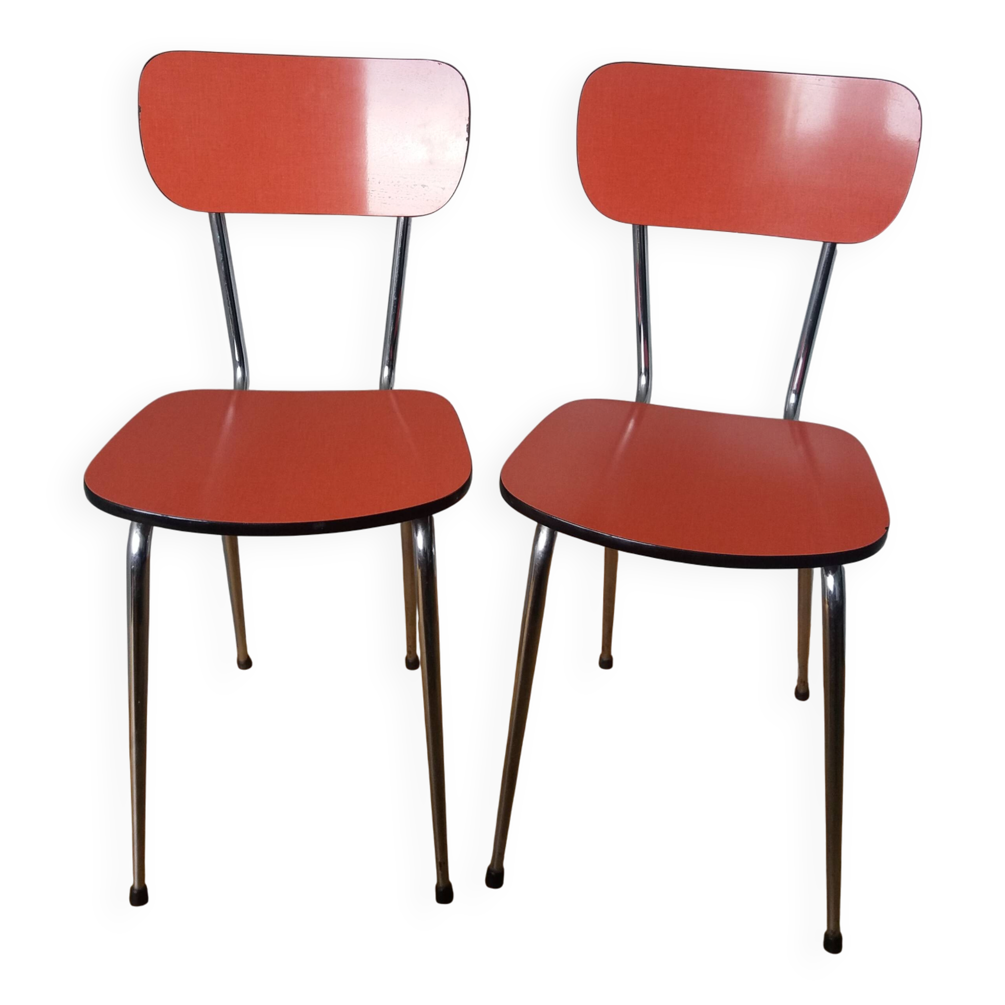 Chaises en formica et métal chromé