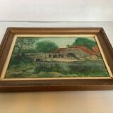 Watermill painting oil on canvas signed