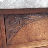 Art deco chest of drawers in oak and marble