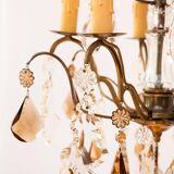 Lustre suédois 5 bras en laiton patiné moitié 20ème