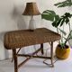 Table basse ancienne en rotin et bambou, 1950