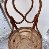 Thonet high bar chair in curved wood and cane