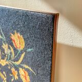 Large vintage canvas tapestry with floral pattern 1970