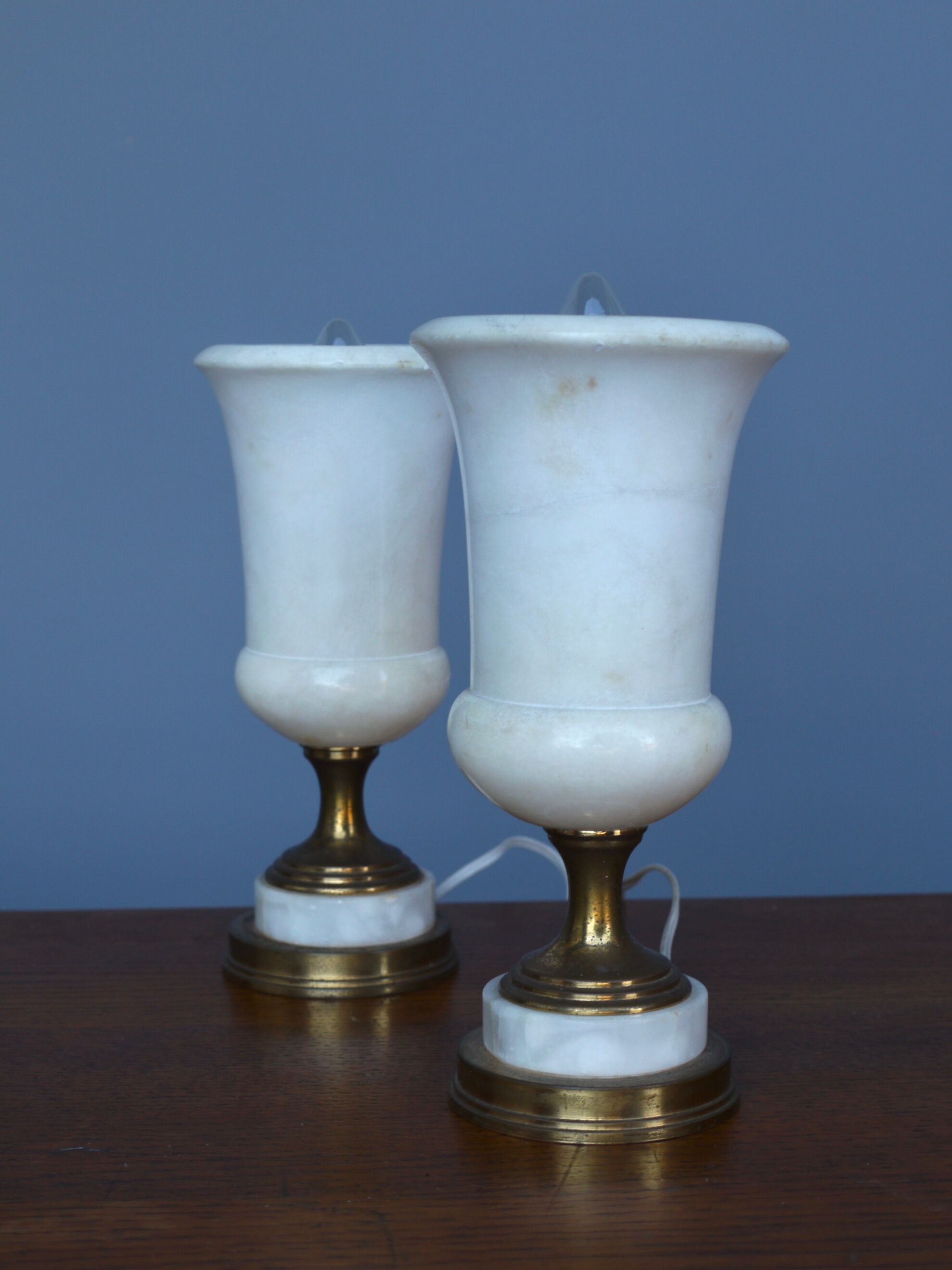 Lampes de table torchères en albâtre, années 1950, lot de 2