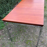 Vintage teak and chrome metal dining table