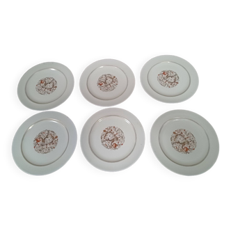 Lot of 6 vintage limoges porcelain dessert plates 1950