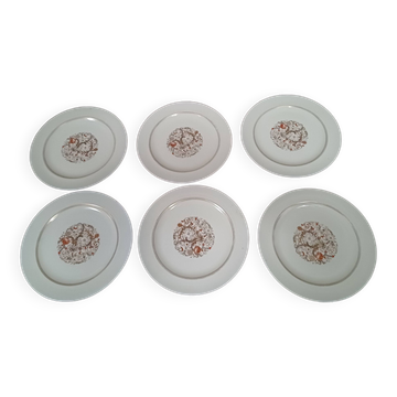 Lot of 6 vintage limoges porcelain dessert plates 1950