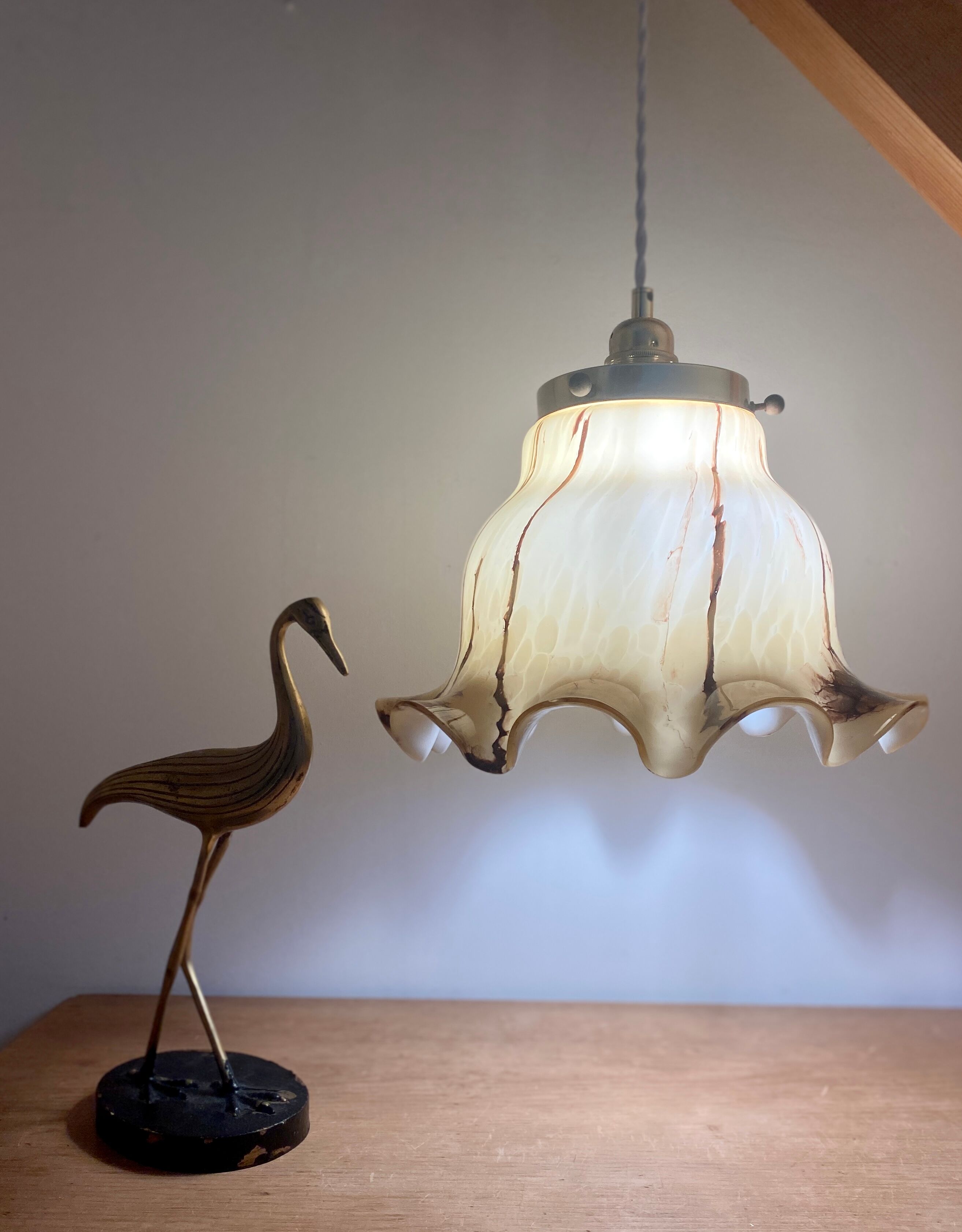 Suspension lamp xxl vintage glass clichy marbled effect