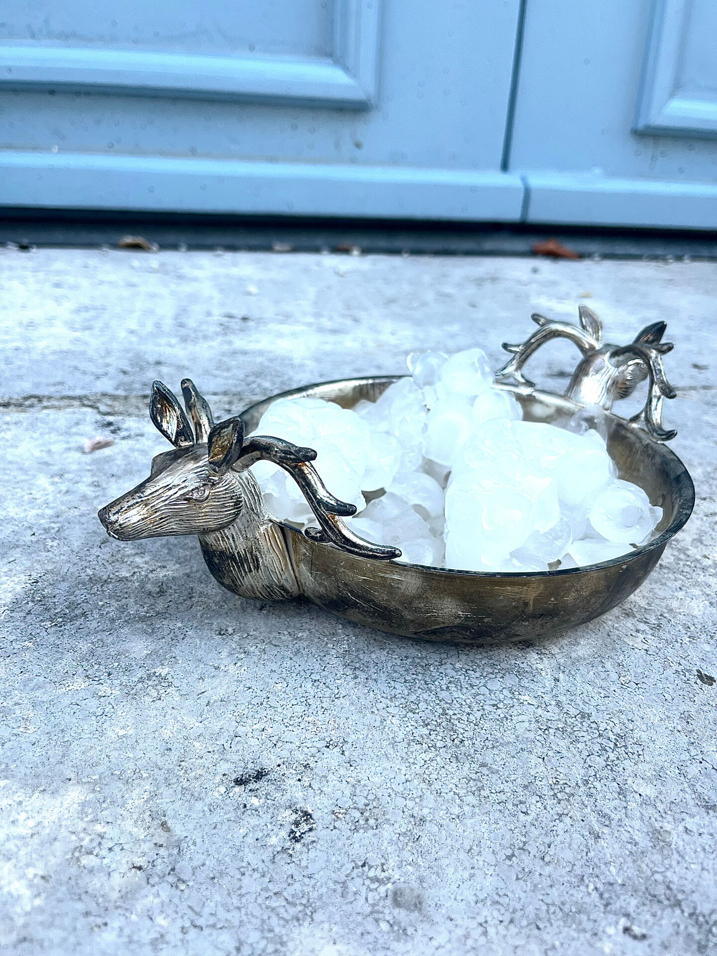 Stag Head Ice Dish Silver Plated Deer Barware