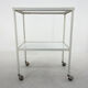 1950's hospital table, trolley on wheels with opaxite glass