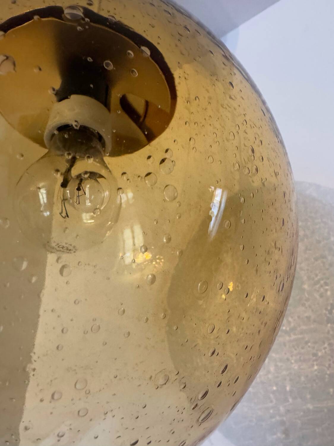 Bubbled amber glass chandelier from the 70s
