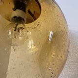 Bubbled amber glass chandelier from the 70s