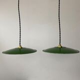 Pair of old vintage enamelled suspensions