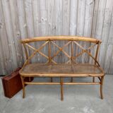 Former bench in wood and caning
