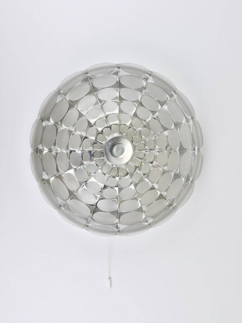 Peill & Putzer Large Round Op Art Glass Sconce, Wall Lamp, Flush Mount, Germany, 1970s