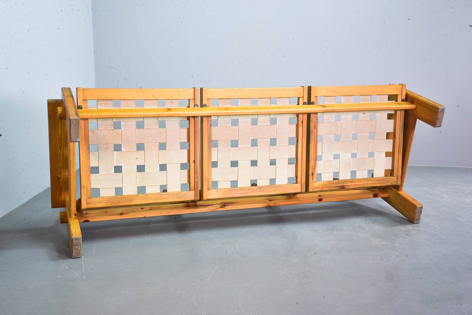 Rainbow Color Yngve Ekstrom Pinewood 3-Seat Dymling Sofa for Swedese 1970s