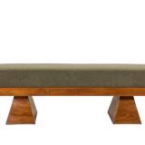 Bench in ash and green mohair velvet. Contemporary.