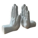 Pair of ceramic hand bookends in the 70s