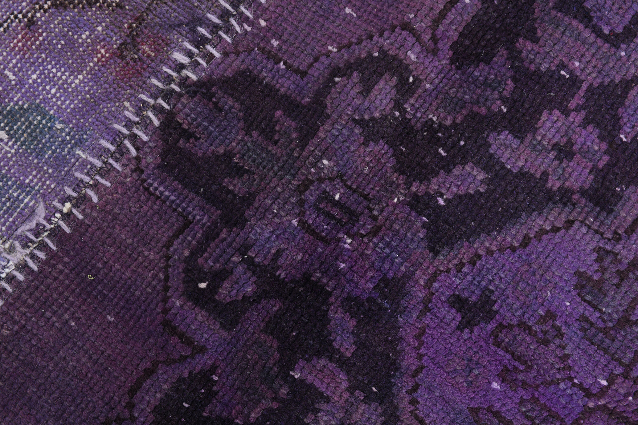 Purple tones vintage patchwork rug 304x215cm