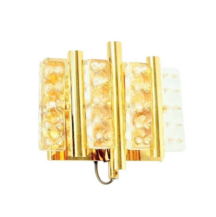 Scandinavian Glass & Brass Wall Lamp by Jakobsson for Orrefors & MPR, 1960s