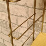 1960s shelf steel faux wood and gold chrome 4 uprights 184 cmx66x59x16 trace