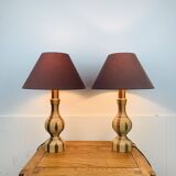 Pair of vintage turned wood lamps