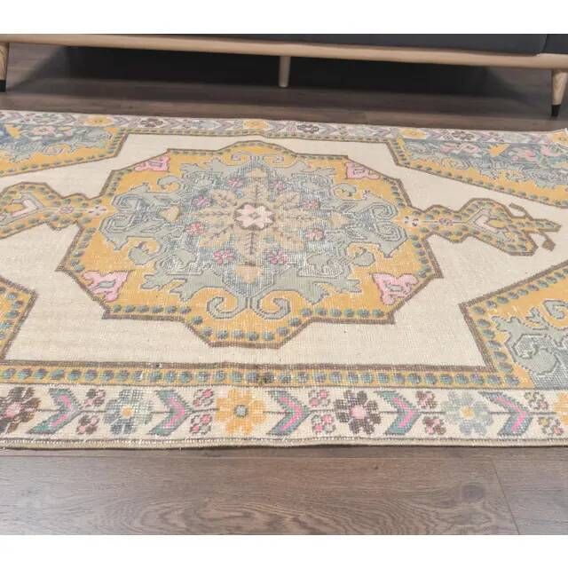 1970s Vintage Turkish Hand-Knotted Area Rug 134x221
