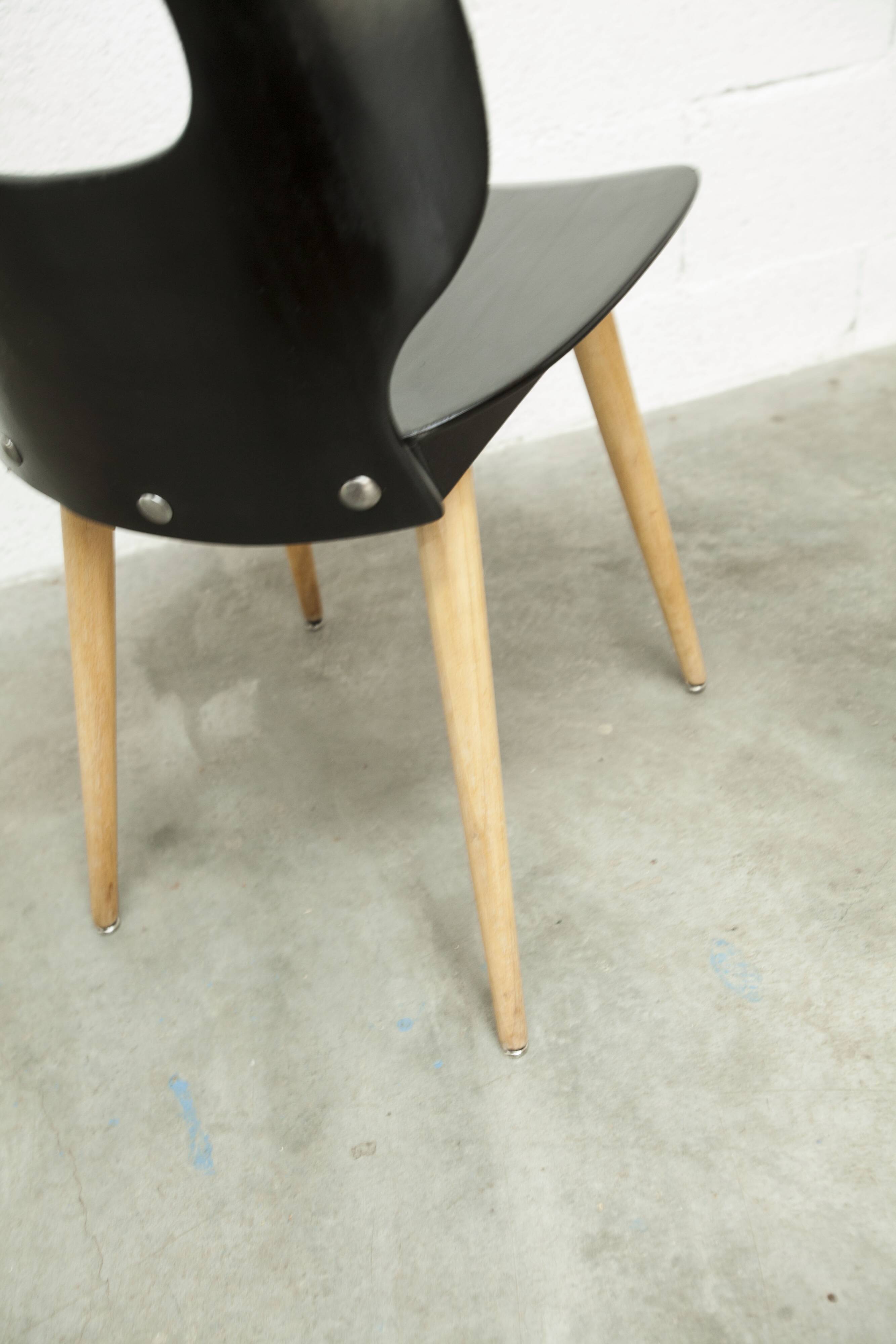 Chaie Baumann model eye 1960 moulded plywood black and wood