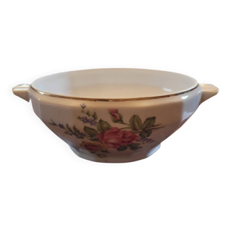 French floral porcelain salad bowl – 1940s–50s