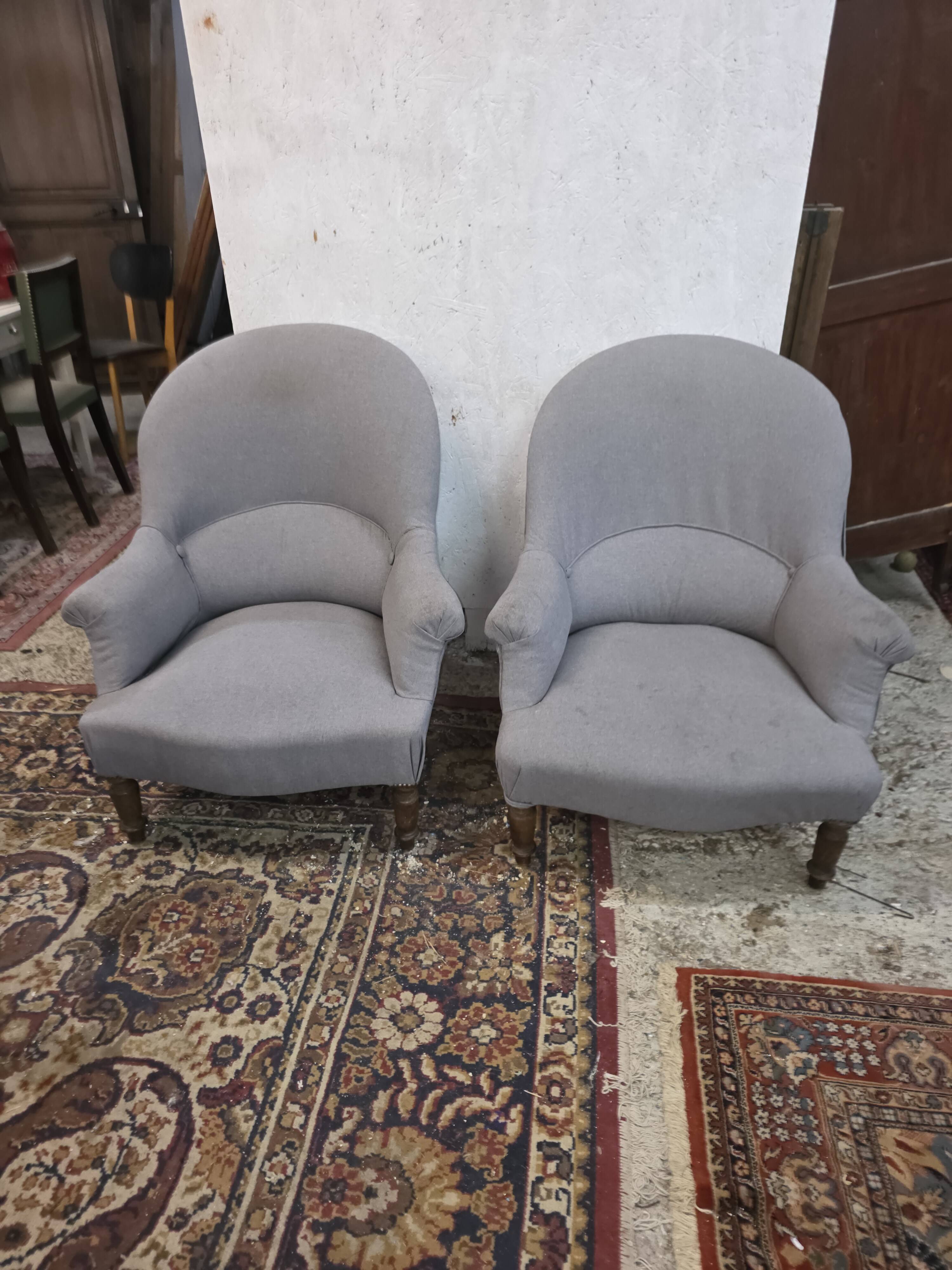 Paire de fauteuils crapaud Napoléon III