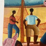 Brazilian fishing scene "Puxada de rede" signed