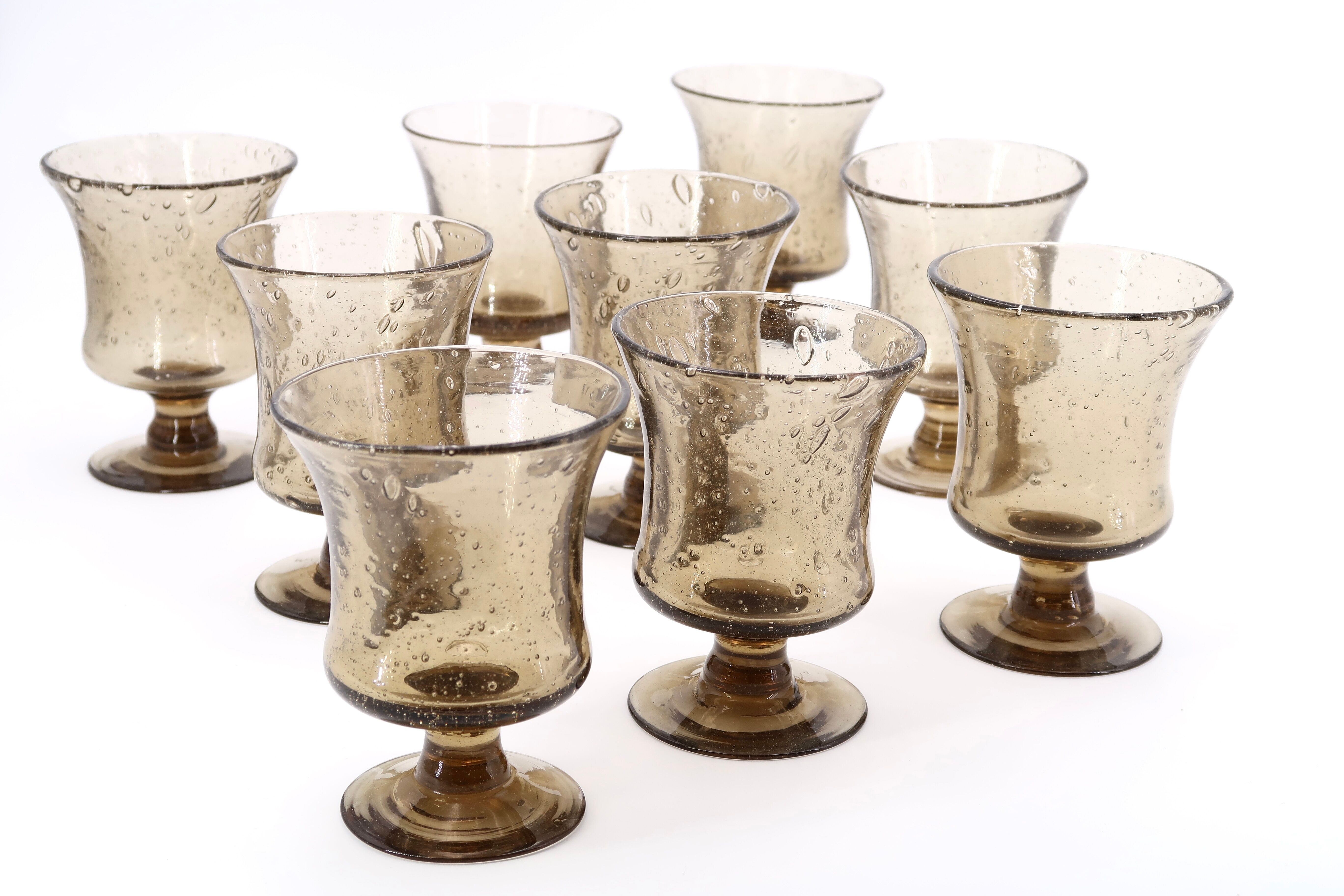 Verre à Pied Biot Soufflé Bullé Transparent – Verre à Cocktail Signé, Hauteur 22 Cm, 210 Ml