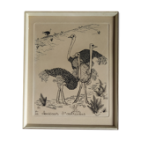 Engraving "Ostrich Hunter" 1950s